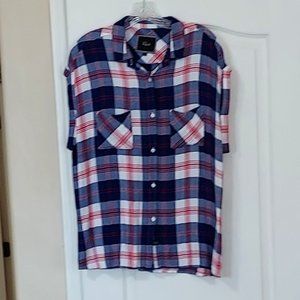 Rails EUC Plaid Short Sleeve Shirt L